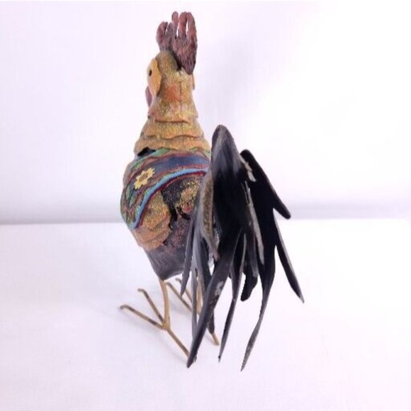 Hand Crafted Folk Art Rustic Tin Farmhouse Country Rooster Primitive Figurine 9" - Picture 4 of 11